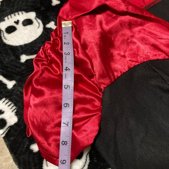 LIBIAN Vintage red satin and black short-sleeve blouse w/ belt ~  LARGE XL shirt - Picture 6 of 13